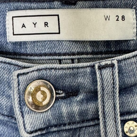 AYR Jeans The Pop 28 Blue Light Wash High Rise Straight Stretch Denim USA Made - Picture 3 of 10